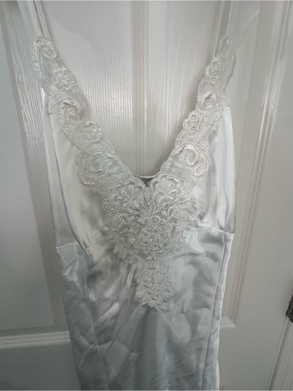 In Bloom by Jonquil White Satin Lace Chemise Nightgown Large - Picture 4 of 11